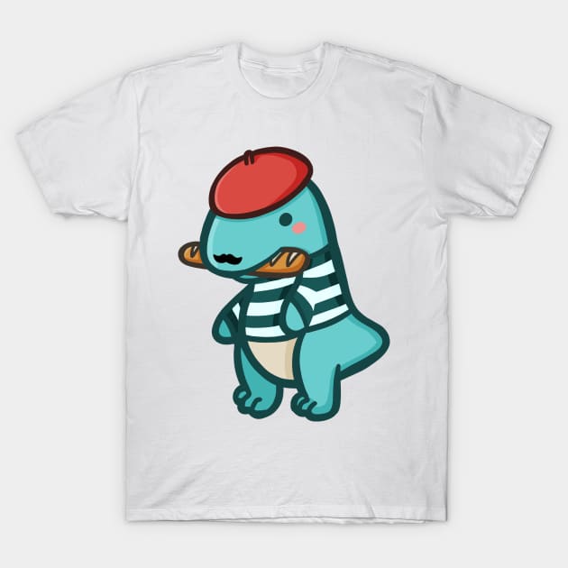 French T-Rex, cute Dino, Dinosaur T-Shirt by hugadino